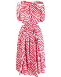 Michael Kors - Zebra-print Cotton Midi Dress - Lyst