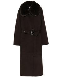 Maje - Faux-Fur Collar Belted Coat - Lyst