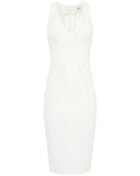 Elisabetta Franchi - V-Neck Embroidered Midi Dress - Lyst