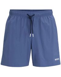 BOSS - Logo-Print Swim Shorts - Lyst