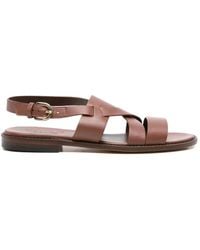 Doucal's - Crossover-Strap Leather Flat Sandals - Lyst