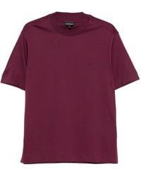 Emporio Armani - Jersey T-Shirt With Micro Eagle Embroidery - Lyst