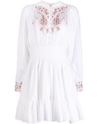 byTiMo - Floral-embroidered Fluted Minidress - Lyst