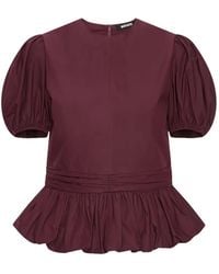 ROTATE BIRGER CHRISTENSEN - Puff-Sleeve Peplum Top - Lyst