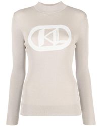 Karl Lagerfeld - Flocked Ribbed-knit Logo Jumper - Lyst