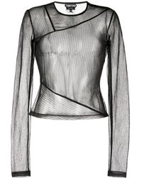Tom Ford - Sheer Ribbed Long-sleeve Jersey Top - Lyst