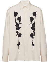 Prada - Cotton Floral-appliqué Shirt - Lyst