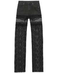 Blumarine - Lace-Panelled Rhinestone-Embellished Jeans - Lyst