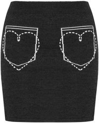 Moschino Jeans - Embroidered Wool Miniskirt - Lyst