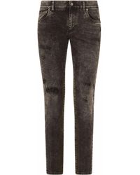 Dolce & Gabbana - Distressed-effect Slim-cut Jeans - Lyst