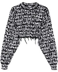 Vetements - Logo-intarsia Knit Cropped Jumper - Lyst