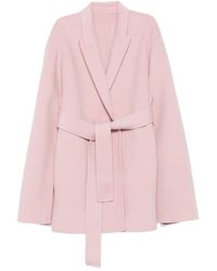 Alberta Ferretti - Belted-Wrap Long-Sleeves Coat - Lyst