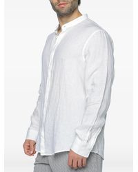 ARMANI EXCHANGE - Linen Mandarin-Collar Shirt - Lyst