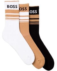 BOSS - Intarsia-Knit Logo Socks (Set Of Three) - Lyst