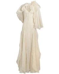 Alberta Ferretti - Vestido Con Motivo Floral Y Volantes - Lyst