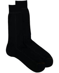 ZEGNA - Ribbed-Knit Striped-Trim Socks - Lyst
