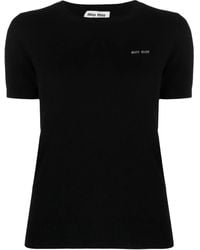 Miu Miu - Logo-Intarsia Knitted Cashmere Top - Lyst