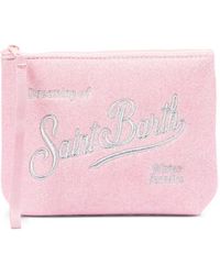 MC2 Saint Barth - Aline Glitter-Effect Logo-Embroidered Clutch Bag - Lyst