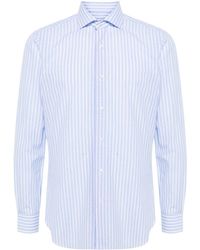 Barba Napoli - Spread-collar Striped Cotton Shirt - Lyst