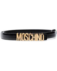 Moschino Cinturón fino con logo - Negro