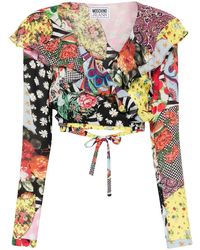 Moschino - Abstract-Pattern Print Wrap Top - Lyst