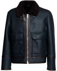 Dondup - Shearling-Collar Leather Jacket - Lyst