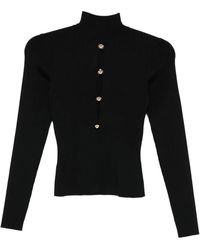 Self-Portrait - Long-Sleeve Ribbed-Knit Top - Lyst