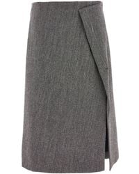 Ferragamo - Tweed Wrap Midi Skirt - Lyst
