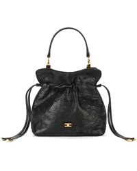 Elisabetta Franchi - Drawstring-Fatening Leather Tote Bag - Lyst