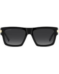 DSquared² - Lunettes De Soleil Carrées À Plaque Logo - Lyst
