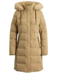 Ralph Lauren - Faux Fur Hood Medium Puffer Jacket - Lyst