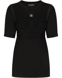 Dolce & Gabbana - T-shirt Met Kant - Lyst