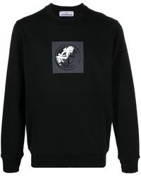 Stone Island - Katoenen Sweater Met Logoprint - Lyst