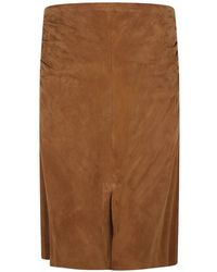Stouls - Ooma Ruched Suede Skirt - Lyst
