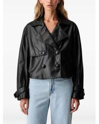 ARMANI EXCHANGE - Double-Breasted Leather Jacket - Lyst