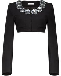 Area - Cropped-Jacke Mit Kristallen - Lyst