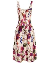 Nicholas - Makenna Midi-Jurk Met Bloemenprint En Korset Stijl - Lyst