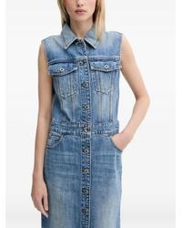 Miss Sixty - Sleeveless Button-Front Denim Midi Dress - Lyst