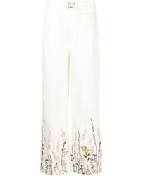 Polo Ralph Lauren - Floral-hem Wide-leg Trousers - Lyst