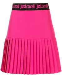 Just Cavalli - Logo-waistband Pleated Miniskirt - Lyst