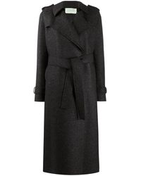 Harris Wharf London Gabardina larga con cintura lazada - Negro
