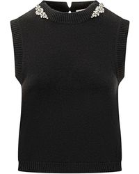 Semicouture - Crystal-Embellished Sleeveless Top - Lyst