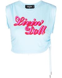 DSquared² - Logo-Print Cropped T-Shirt - Lyst