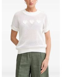 MARC AUREL - Heart-Motif Open-Knit T-Shirt - Lyst