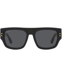 Gucci - Eckige Sonnenbrille mit Logo-Gravur - Lyst