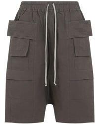Rick Owens - Katoenen Geplooide Cargo Shorts - Lyst