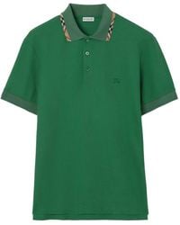 Burberry - Check Trim Cotton Polo Shirt - Lyst