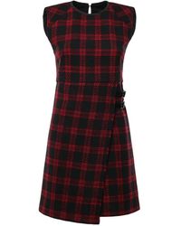 Pinko - Mini Check-Pattern Buckle-Detail Dress - Lyst