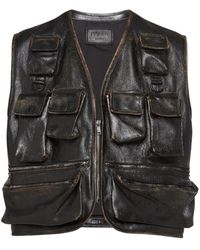 Prada - Gilet En Cuir À Poches Cargo - Lyst
