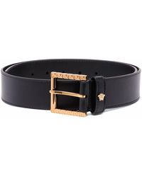 Cinturón de cinta con motivo Greca Versace de Cuero de color Negro para hombre Hombre Accesorios de Cinturones de 